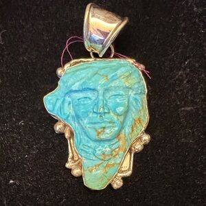 Michael Gleason, Spirit God carved turquoise pendant